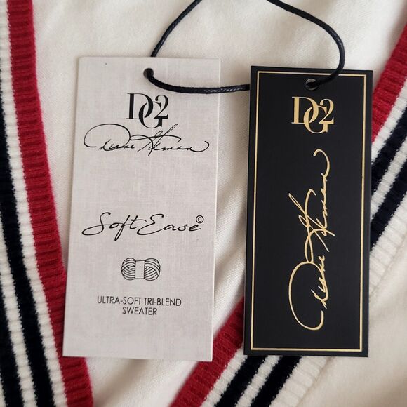 DG2 Diane Gilman Ivory Soft‎ Ease Embellished V Neck Boyfriend Cardigan XL NWT - Picture 5 of 8